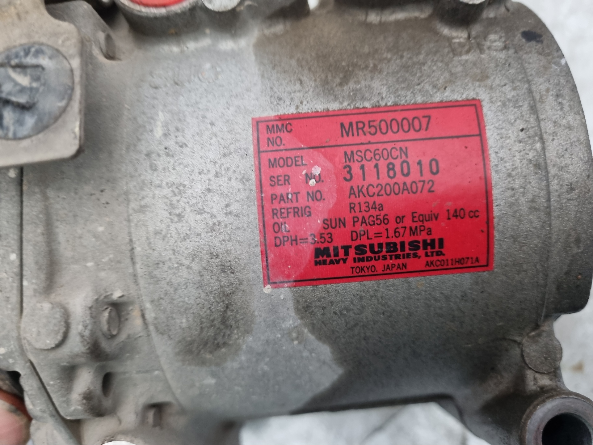 COMPRESOR AIRE ACONDICIONADO MITSUBISHI COLT 4G92