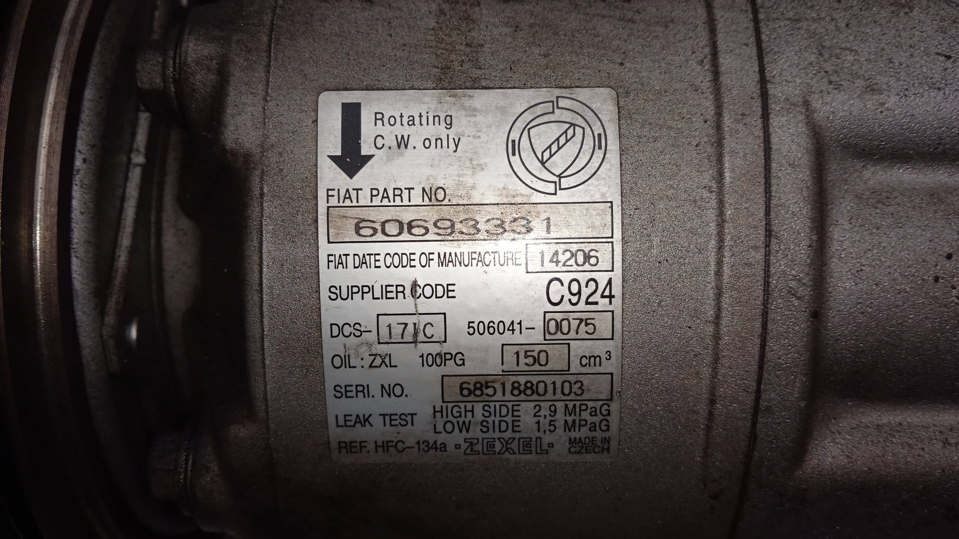 COMPRESOR AIRE ACONDICIONADO ALFA ROMEO 159 939A2000