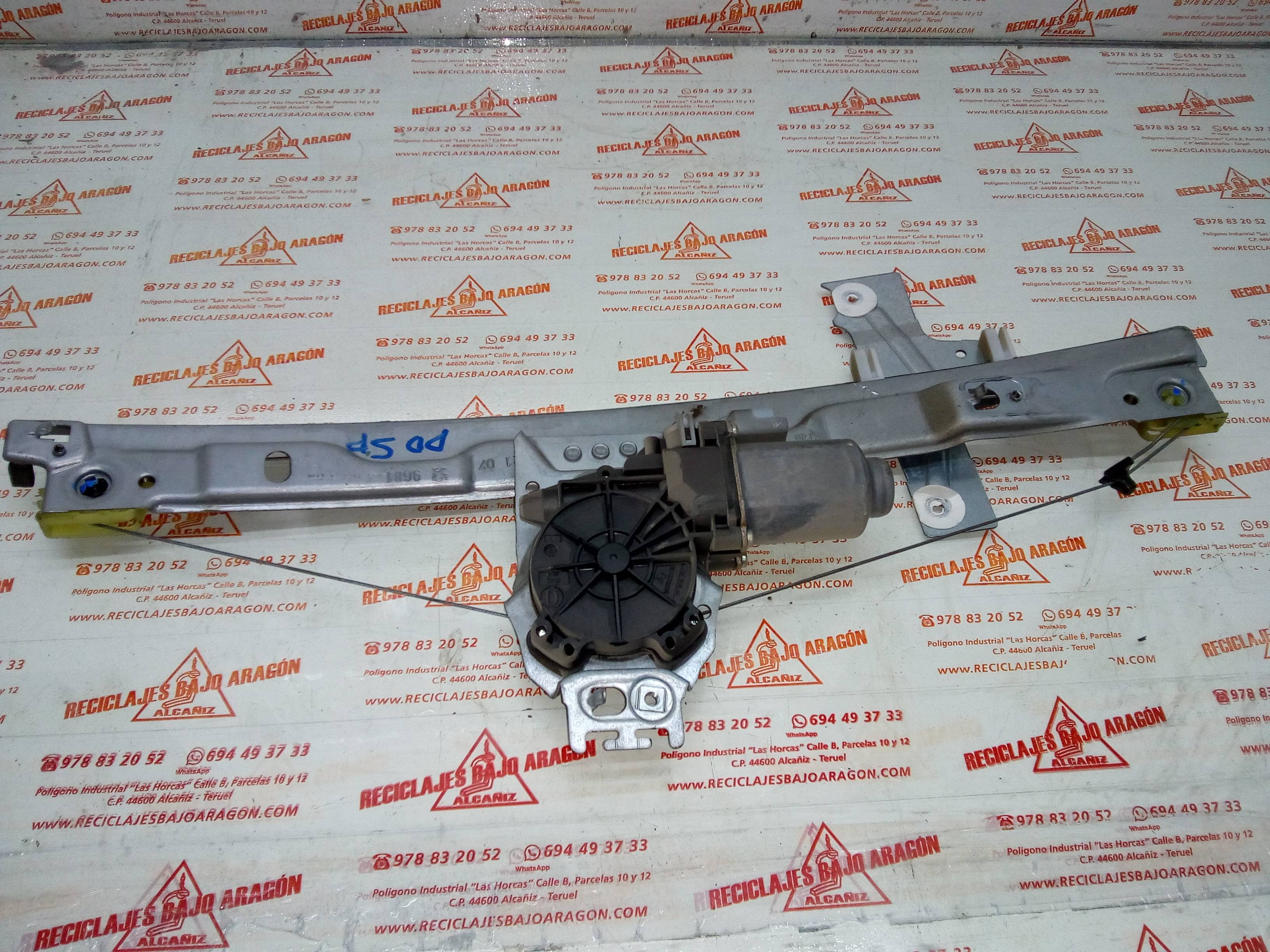 ELEVALUNAS DELANTERO DERECHO PEUGEOT 207/207+ KFV